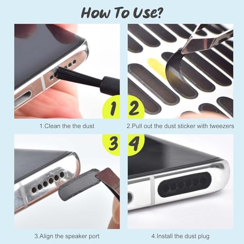 120Pcs Phone Speaker Cover Phone Speaker Dustproof Stickers Phone Speaker Dust Protector Cover Anti Dust Sticker Speaker Dust-Proof Cover Kit with Cleaning Brush & Tweezer - size: 120Pcs