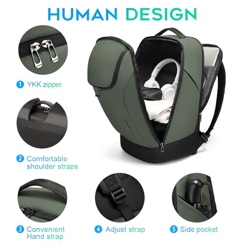 FUTURE AESTHETICS Business Smart Backpack Waterproof for women,men,Fight Approved Durable Backpack suitable as overnight and travel backpack (Green) - color: Green