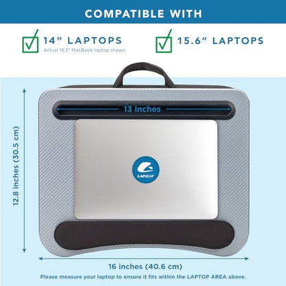 LAPGEAR Memory Foam Lap Desk with Wrist Rest and Media Slot - Medium - Silver Carbon - Fits up to 15.6 Inch Laptops and Most Tablet Devices - Style No. 91335 - color: Silver Carbon