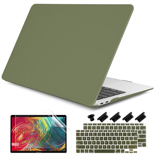 DONGKE Compatible with MacBook Air 13 inch Case 2021 2020 2019 2018 Release Model: M1 A2337 A2179 A1932, Hard Case Cover for MacBook Air 13 inch with Retina Display Touch ID - Avocado Green - color: Green