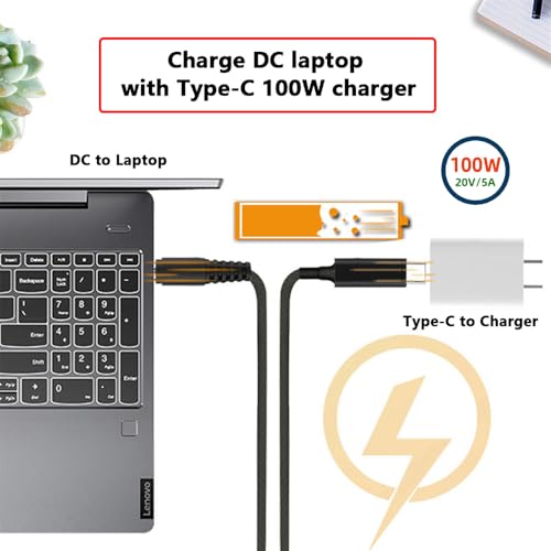 USB-C 100W 20V Input to DC 5.5 * 2.1mm PD Power 65W Output Charge Cable Support QC PD Type-C for Laptop (1.8m) - style: 5.5x2.1mm