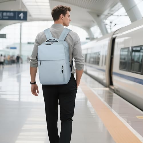 Lightweight Commute Backpack for Men & Women, Water-Resistant Travel Daypack with 15.6-Inch Laptop Compartment & Anti-Theft Pockets, Dusty Blue - color: Dusty Blue