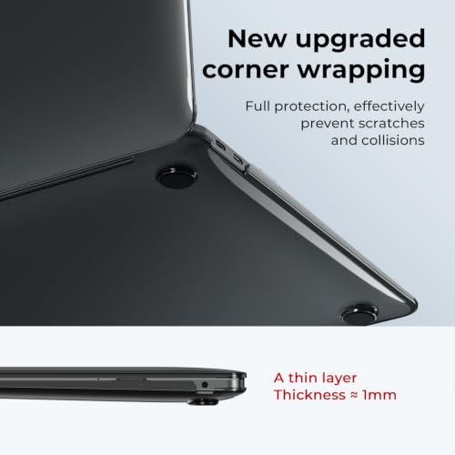 EooCoo Case for MacBook Air 13 inch M1 2020-2018, Crystal Black | Crystal Hard Shell Scratch Resistant Protective Cover, Lightweight, Ultra Thin and Transparent, Easy Snap-On - color: Crystal Black, size: Air 13.3-inch