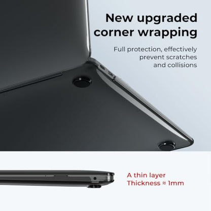 EooCoo Case for MacBook Air 13 inch M1 2020-2018, Crystal Black | Crystal Hard Shell Scratch Resistant Protective Cover, Lightweight, Ultra Thin and Transparent, Easy Snap-On - color: Crystal Black, size: Air 13.3-inch