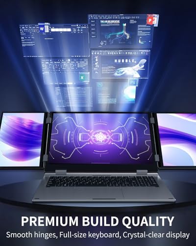 Triple Screen Laptop, 16" Main + Dual 10.5" Monitors, Core i7-12700H | 16GB RAM, 1TB SSD, Win 11 Pro, Wi-Fi 5, BT 5.0, Face & Fingerprint Unlock, USB-C, HDMI