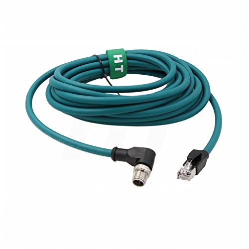 Right Angle M12 Ethernet 8 Pin X-Code RJ45 Cable for Datalogic Matrix 220 320 Reader IV3 Cognex IS8000 DM470 Vision Camera Sensor Reader 5M - size: 5m