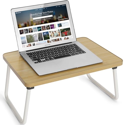 Lap Desks Laptop Tray for Bed or Couch, Breakfast Serving Tray | Portable Lightweight Mini Table with Folding Legs, Multi-Purpose Laptop Stand for Working, Reading and Writing, Beige - color: Beige