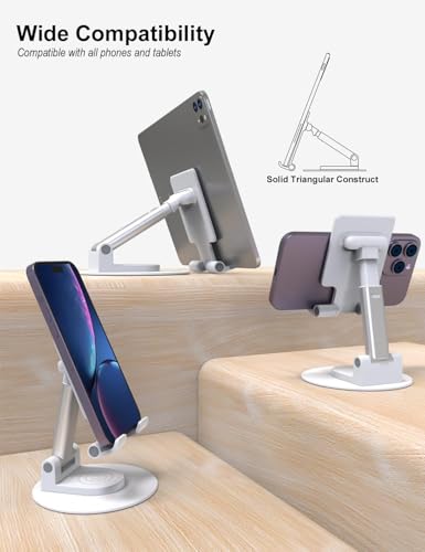 Phone Stand for Desk, Adjustable Foldable Cell Phone Holder for All Phones, Universal Desktop Cradle, Watch Video, Reading, Calling