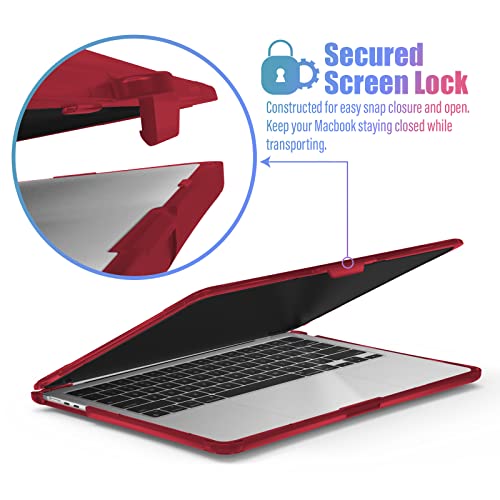 IBENZER Hexpact Protective MacBook Air 13 inch Case M5 2026 M4 2025 M3 M2 2024-2022 A3449 A3240 A3113 A2681, Heavy Duty Case & KeyboardCover & ScreenFilm, Wine Red, HPE-KK-WR+2 - color: Wine Red