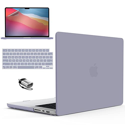 IBENZER Case for MacBook Pro 14 Inch 2026 2025 2024 2023 2022 M5 M4 M3 M2 M1 A3434 A3112 A3185 A3401 A2918 A2992 A2779 A2442 Pro/Max,Hardshell& KeyboardCover & ScreenFilm&Type-C,Gray,T14LVGY+2TC - color: Lavender Gray