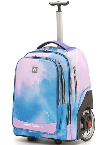 NEW TILAMI 20" Rolling Backpack for Teens Adults, Climbing Stairs Waterproof Backpack with Wheels for School Business Trave Camping with Laptop Compartment, Fit 17 Inch Laptop, Pink Sunset - color: Sunset Pink, size: 20 inch