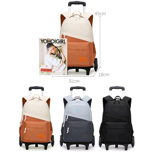 Rolling Backpack for Boys Girls School BookBag with Wheels Kids Luggage Trolley Back Pack on Wheels Elementary Travel Bag - color: Black Two Wheels, size: 2 Wheels