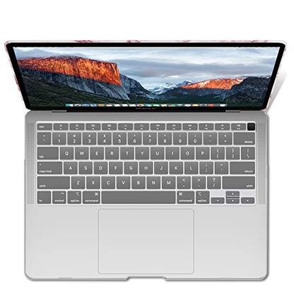 IBENZER Compatible with New MacBook Air 13 inch Case 2022 2021 2020 M1 A2337 A2179 A1932, Plastic Hard Shell Case with Keyboard Cover for Mac Retina Display with Touch ID, Pink Marble, MAT13-PKMB+1 - color: Pink Marble