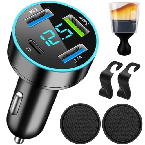 88W Car Charger Super Fast Charging Cigarette Lighter USB Phone Accessories Charger Adapter with QC USB c Type c PD Universal Quick Charge Multi 4 Port for 12-24v Car Cigarette Lighter Plug - color: USB 36W Fast Charging + Voltage Monitoring