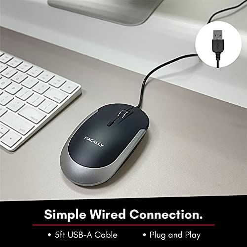 Macally Backlit Compact Keyboard and a Wired Computer Mouse, Sleek and Clean