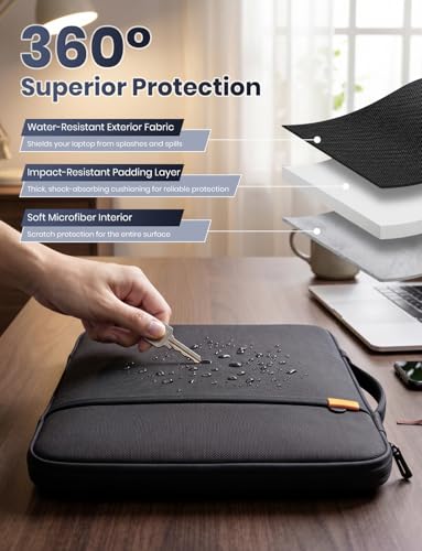 13.3 Inch Laptop Sleeve Case, Water-Resistant Laptop Protective Case with Retractable Handle for Microsoft Surface Dell HP Lenovo,14-inch New MacBook Pro M5 Pro/Max (2026) M4/M3/M2/M1,Black - size: 13.3 Inch