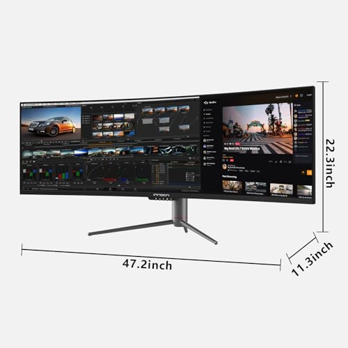INNOCN 49" Curved Ultrawide 3840 x 1080P 144Hz Monitor, Screen Split for Productivity/Gaming, 32:9, R1800, HDR400, USB C, DisplayPort, HDMI, Speakers, Adjustable, Black - style: DWFHD 144Hz