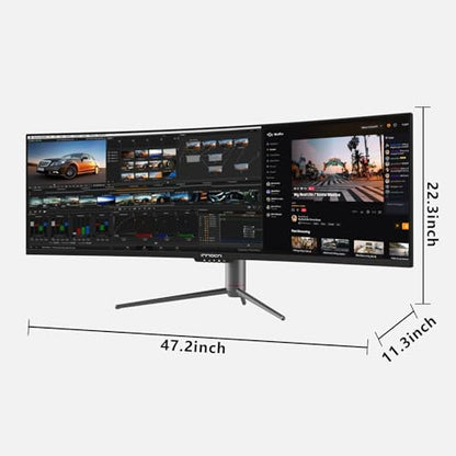 INNOCN 49" Curved Ultrawide 3840 x 1080P 144Hz Monitor, Screen Split for Productivity/Gaming, 32:9, R1800, HDR400, USB C, DisplayPort, HDMI, Speakers, Adjustable, Black - style: DWFHD 144Hz