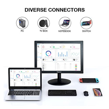 SKitphrati 15.6 Inch Small PC Monitor, FHD VA 1080P Desktop Display with 1920x1080 99% sRGB HDMI VGA Ports, 2 Hole Mounting, LED Monitor for PC, Laptop and Computer, Black