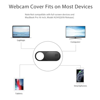 ZUCUCUC Laptop Camera Cover Slide, Camera Cover, 6 Pack Ultra Thin Webcam Cover Slide for Laptop, Desktop, PC, Tablet, Smartphone, Protect Your Privacy and Security(Black) - color: Black (Large 6 Pcs)