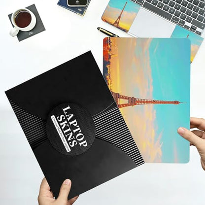 Universal Laptop Skin Sticker with 2 Wrist Pad Decals, 3-Piece Removable Vinyl Laptop Cover, Paris Tower Waterproof Anti-Scratch, Easy-Trim Fit for 13.3" 14" 15.6" Laptops - color: Paris Tower