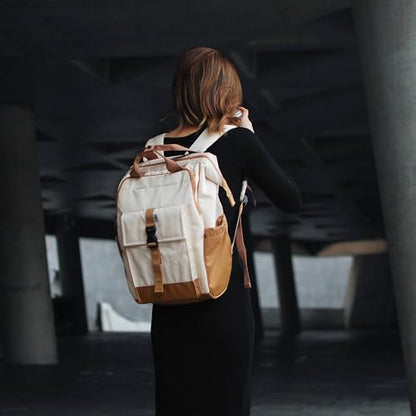 Laptop Backpack, 15.6 Inch Laptop Work Bag, Wide Open Casual Daypack for Women, Men and Adult (White)