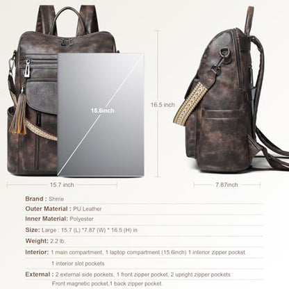Laptop Backpack for Women 15.6 inch,Travel Leather Backpack Purse Nurse Teacher Carry on Backpack Computer Bag,Professional Water-Resistant College Business Work Casual Daypack,Two-toned Coffee - color: Two-toned Coffee