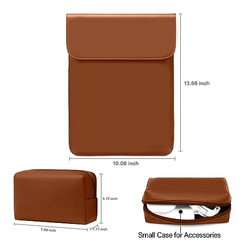 MOSISO Laptop Case 13.3 inch, 13-13.3 inch Laptop Sleeve Compatible with MacBook Neo 13 A18 Pro A3404 /Air 13/Pro 13/Pro 14 M5 M4 M3 M2 M1, Faux Suede Leather Case with Small Bag, Brown - color: Brown