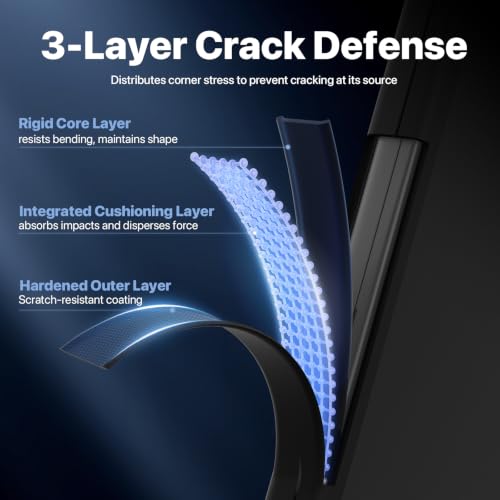 Soonjet FlexArmor for MacBook Air 13 inch Case | M5 M4 M3 M2 2026 2025-2022 | Hybrid Design, Cushioned Edges | Anti-Crack Defense | Ultra-Thin Hard Shell Laptop Cover 13.6'' (Noble Black Clear) - color: Noble Black Clear