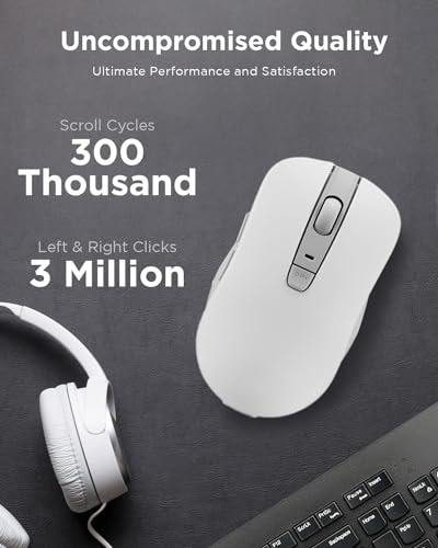 Lenovo Bluetooth Silent Mouse (WL300) - 5 Button Computer Mouse with Silent Left & Right Click – Sculpted Grip, Microsoft Swift Pair, Up to 1600 DPI (White) - color: WL300 White