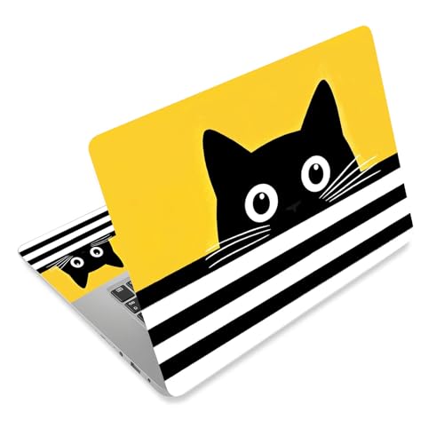 Aesthetic Laptop Skin Cover,12-15.6 Inch Universal Vinyl Sticker Decal,Waterproof Scratch-Resistant Notebook Wrap,Removable Residue-Free Protector,Black Cat Peek - color: Black Cat Peek