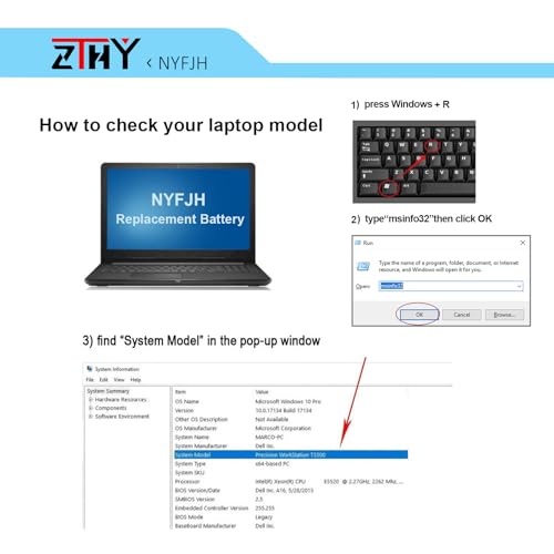 NYFJH Laptop Battery Replacement for Dell Precision 7530 Precision 7730 | Precision 7540 Precision 7740 Mobile Workstation Series GW0K9 0WNRC VRX0J 0NYFJH 0GW0K9 451-BCGI 11.4V 8070mAh 97Wh 6-Cell - size: 13.39*3.23*0.39 inch NYFJH