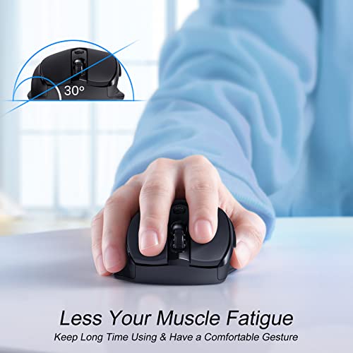 HOTWEEMS Wireless Mouse Bluetooth, Ergonomic Computer Mouse with 2400 DPI 5 Levels, 6 Buttons, 18 Month Battery, Silent Mouse for Laptop Mac PC Chromebook - color: Graphite, size: 1 Pack