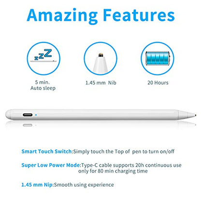 Acer Spin 3 Convertible Laptop Stylus Pen, Active Stylus Digital Capacitive Pen for Acer Spin 3 Convertible Laptop High Precision with Ultra Fine Tip,Touch-Control and Rechargeable,White Drawing Pen