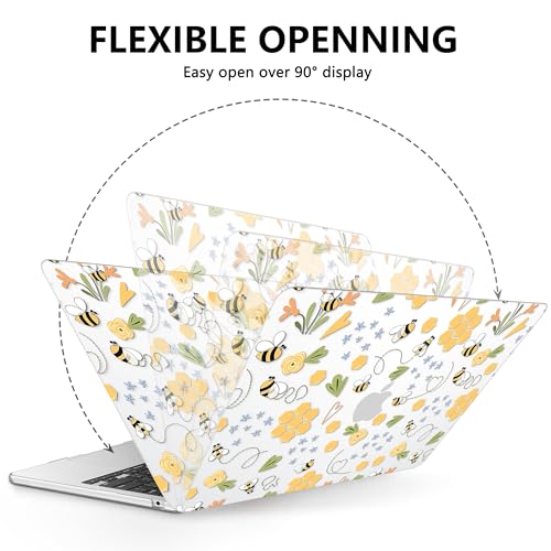 AKIT for MacBook Air 13 inch Case M5 M4 M3 M2 2026-2022, Bee | A3449 A3240 A3113 A2681, Vibrant Pattern Hard Shell Laptop Case+Screen Protector+Keyboard Cover for MacBook Air 13.6 inch - color: Bee