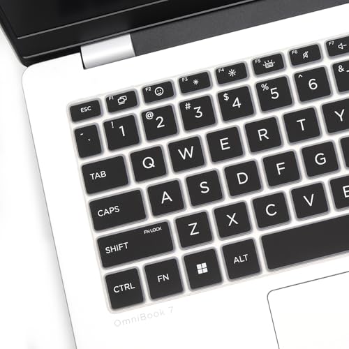 Keyboard Cover for 2026 2025 HP OmniBook 5 Next Gen AI 14" & OmniBook 7 14"/OmniBook 5 Flip 14" 14-he 14-fp 14-FR 14-fs 14-he0037nr 14t-fr000 14-fp0057nr 14-fs0000 (Not fit 14-fm 14-fk 14-ha)-Black - color: Black