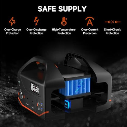 BailiBatt 300W Portable Power Station, 266Wh Solar Generator with 7 Outputs & Dual USB-C PD (24W+18W), 110V Pure Sine Wave AC, 6.5lb Lightweight Battery Backup for Camping, CPAP RV Home Blackout - color: White