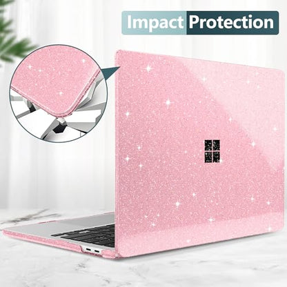 Batianda Glitter Case for Surface Laptop 13 inch 2025 2026, Starry Pink | Fits Model 2095, Subtle Glitter Mist Finish, Lightweight Hard Shell with Scratch-Resistant Protection, Easy Installation - color: Bling pink