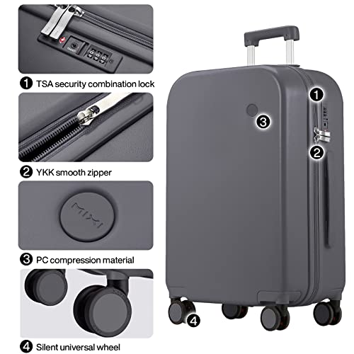 mixi Luggage Suitcase with Spinner Wheels, Hardside Rolling Suitcase PC with Cover & TSA Lock Lightweight Travel Case 28in Checked in, Rock Gray - color: Rock Gray, size: 28in Checked in