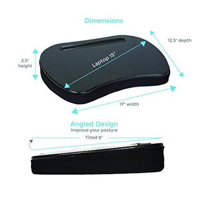 Sofia + Sam Mini Lap Desk with Memory Foam Cushion | Tablet Slot and Handle | Fits Laptops Up to 15" | Tablets Up to 9.6" | Black | Portable Travel Desk | Reading Writing and Coloring - color: Black With Tablet Slot