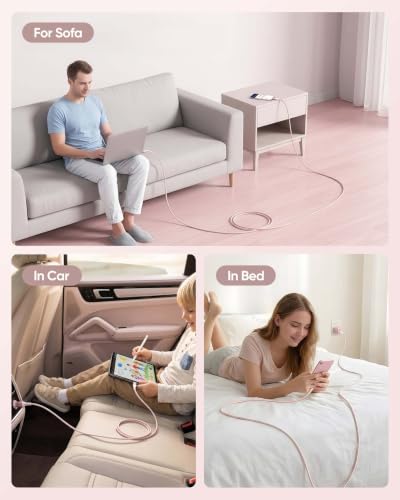 USB C Cable 15FT 2-Pack,Pink USBC 60W Fast Charging for MacBook Neo | Extra-Long , 60W PD Fast Charging, 480Mbps Sync, Braided, for MacBook Neo-Blush Pink, for iPhone 17/16/15,HP Book Pro14 - size: 15FT