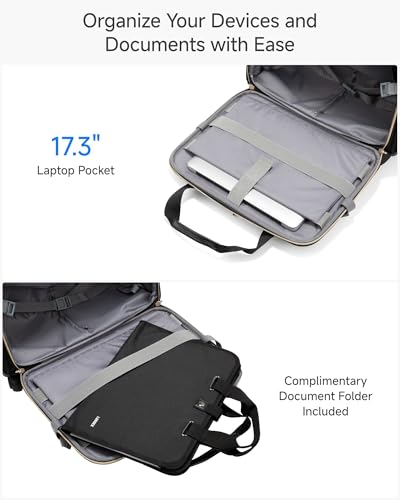 LUGGEX Rolling Laptop Bag with Wheels, 17.3" Soft Sided Laptop Rolling Briefcase with 4 Spinner Wheels - Lightweight Carry On for Business Travel Overnight (UX-Core, Black, 18 Inch)