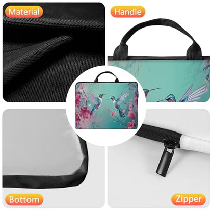 10 inch Laptop Sleeve with Laptop Skin Sticker Set – Slim Protective Case with Smooth Zipper, Lightweight Tablet & Notebook Sleeve for Travel & Daily Carry, Hummingbirds Pink Flowers - color: Hummingbirds Pink Flowers, size: 10 inch