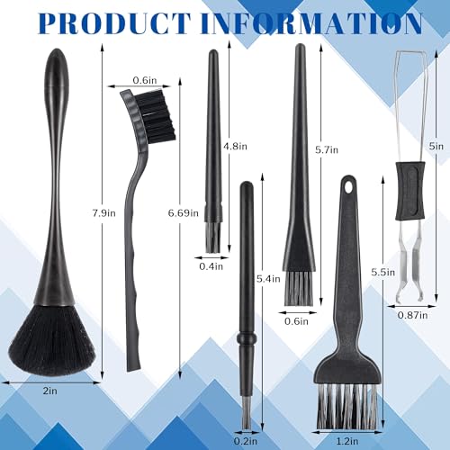 SIMPOR 7 Pcs Anti Static Brush Set with Keycap Puller, PC Computer Electronics Keyboard Cleaning Kit, Nylon Keyboard Cleaning Brush Cleaner for Mechanical Keyboard, PCB, Camera, Car Vents