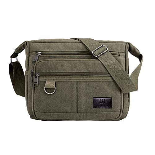 Rfid Crossbody Messenger Bag with Water Bottle Holders, 13 inch Laptop Shoulder Bag, Sling Satchel Purse w/Built-in Wallet - color: Army Green
