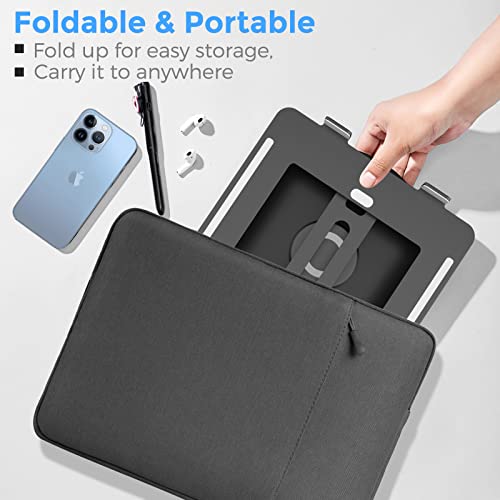Swivel Laptop Stand for Desk, Adjustable Height Aluminum Computer Stand with 360 Rotating Base, Foldable Ergonomic Riser, Portable Laptop Holder Compatible with MacBook, All Laptops 10-17'', Black - color: Black