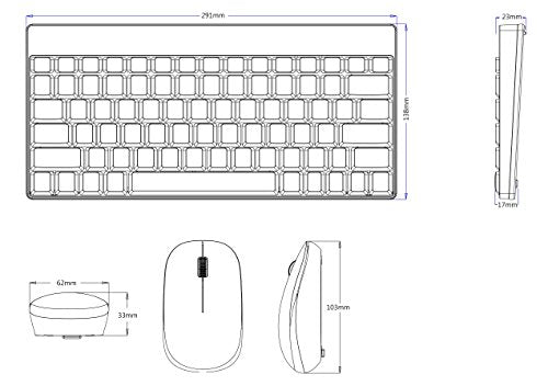 Perixx PERIDUO-712B Wireless Mini Keyboard and Mouse Set, Black, US English Layout - style: Wireless Black