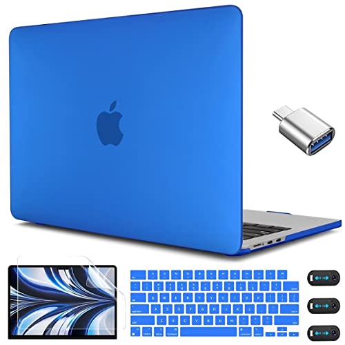 CISSOOK Compatible with MacBook Air 13.6 inch Case A3449 A3240 A3113 A2681 | 2026 2025 2024 2023 2022, 5in1 Set Hard Shell Case Keyboard Cover for MacBook Air 13 inch M2 M3 M4 M5, Deep Blue - color: Air13.6inch-Frosted Blue