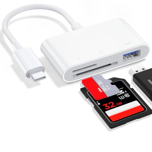 SD Card Reader, wtyixs USB Type C High Speed to SD/TF Card Adapter for iPhone 17/16/15 Pro Max Memory Card Reader with SD MicroSD USB 3 Port for Mac/iPad/MacBook Pro/Air Android Phone Tablet - size: 3in1 USB C SD Card Reader