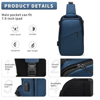 Messenger bag for Men,Small Sling Crossbody Backpack Shoulder Bag for Men Women,canvas Strap Backpack Sling Bag - color: B1-blue